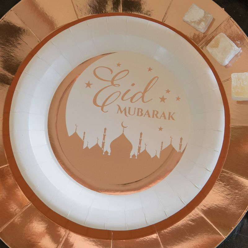 Eid Mubarak Tallerkener - 10 stk (22,5 cm) | Eid Tallerkner - Temashop