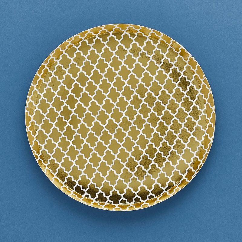 Eid Tallerkener Hvid/Guld - 8 stk (18,5 cm) | Eid Tallerkner - Temashop