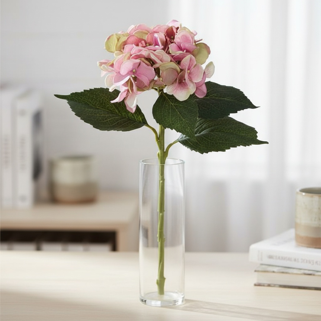 Kunstig Hortensia Blomst Lyserød