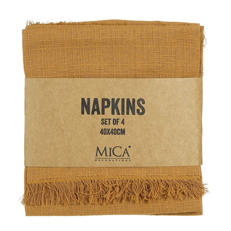 Bomuldsservietter Ochre Gul - 4 stk (40 x 40 cm) - Temashop