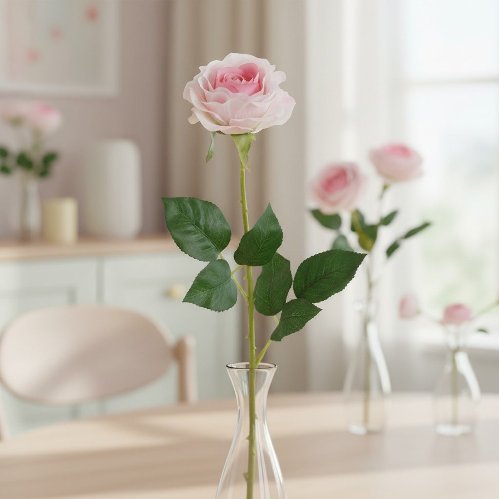 Kunstig Ranunkel Rose Lyserød