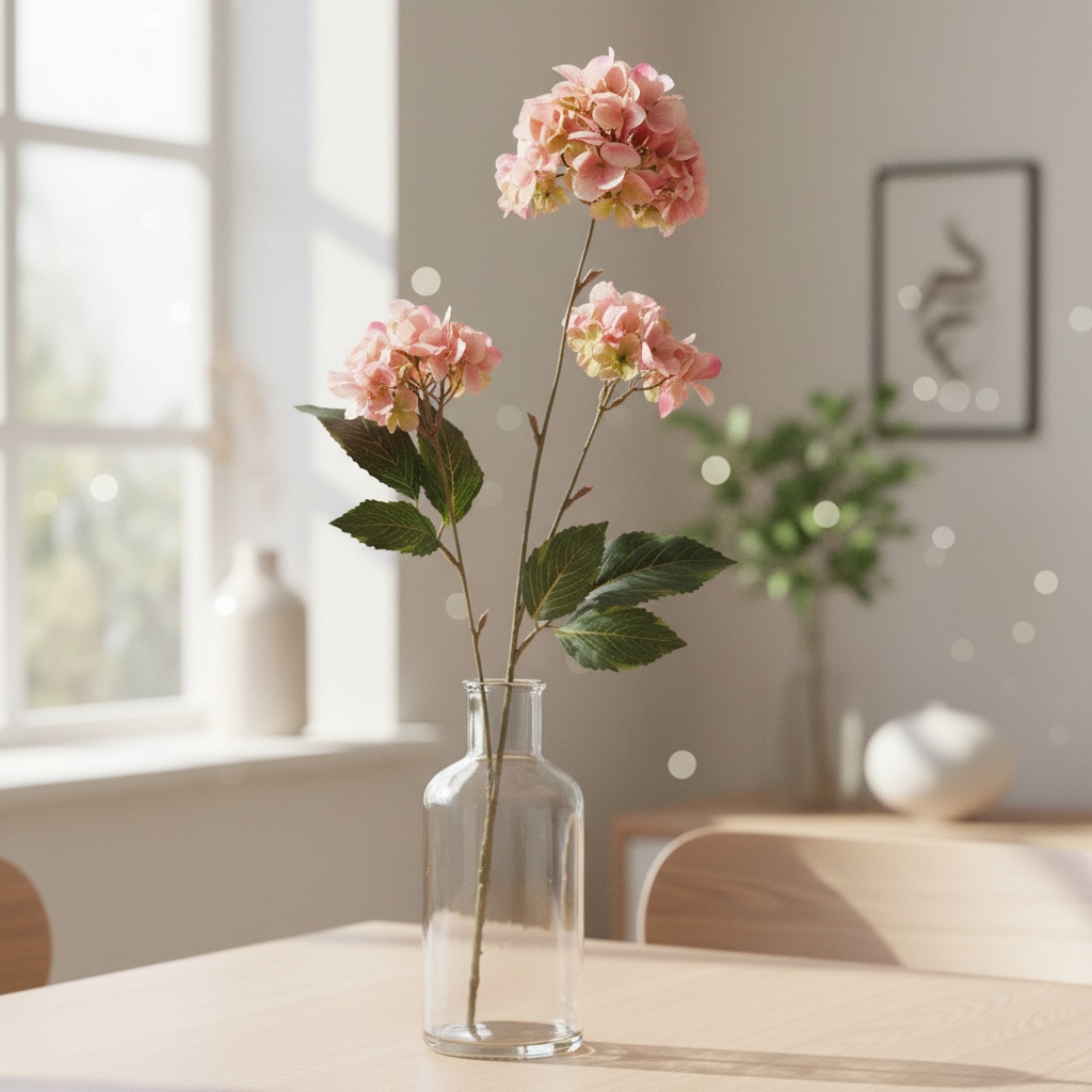 Kunstig Hortensia Blomst Lyserød