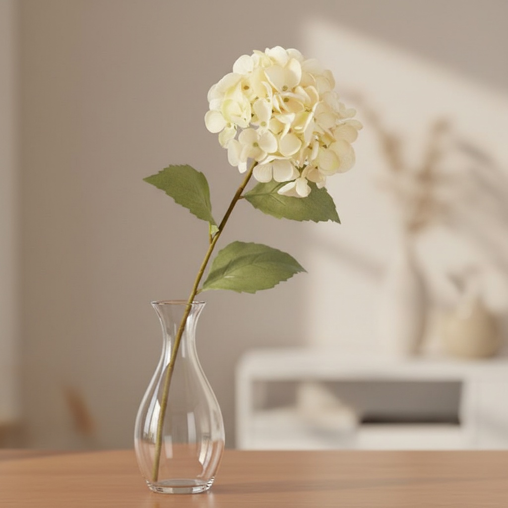 Kunstig Hortensiablomst Creme