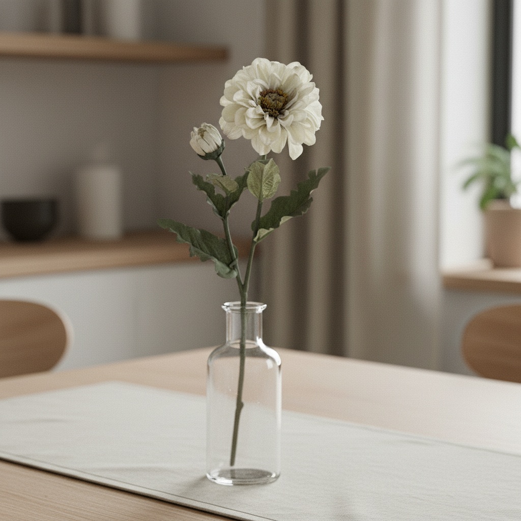 Kunstig Zinnia Frøkenhat Blomst Hvid