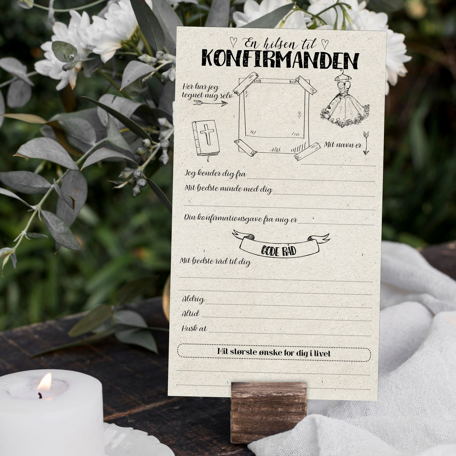En Hilsen Til Konfirmanden Pige - 10 stk (10,5 x 18,5 cm) | Konfirmation Kort / Invitationer / Gode råd - Temashop