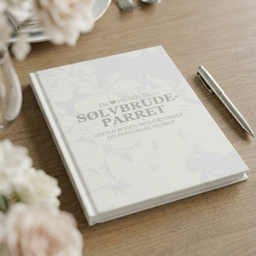 En Hjertelig Hilsen Til Sølvbrudeparret Gæstebog - 1 stk (14,8 x 21 cm) | Sølvbryllup Bøger - Temashop