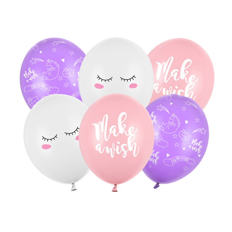 Enhjørning Ballon Mix - 6 stk (30 cm) | Enhjørning Latexballoner - Temashop