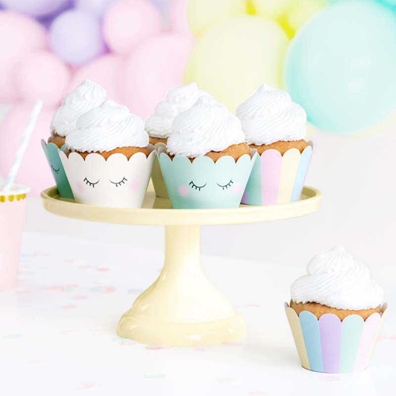 Enhjørning Cupcake Wrappers - 6 stk (5 x 7,5 x 5 cm) | Enhjørning Cupcake Forme & Wrappers - Temashop