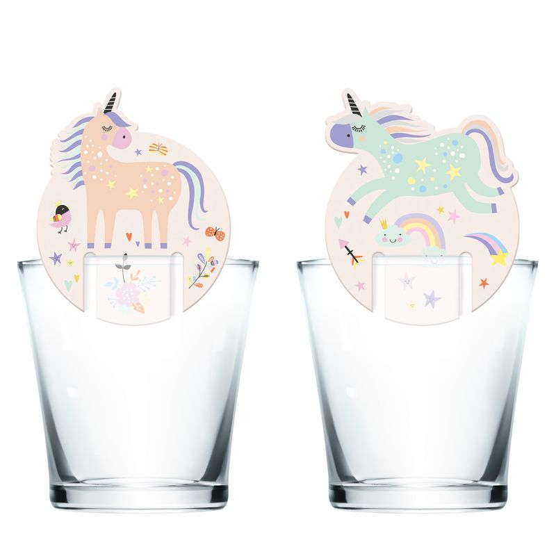 Enhjørning & Regnbue Drinksmarkører - 6 stk (6,5 cm) | Enhjørning Drinkstilbehør - Temashop