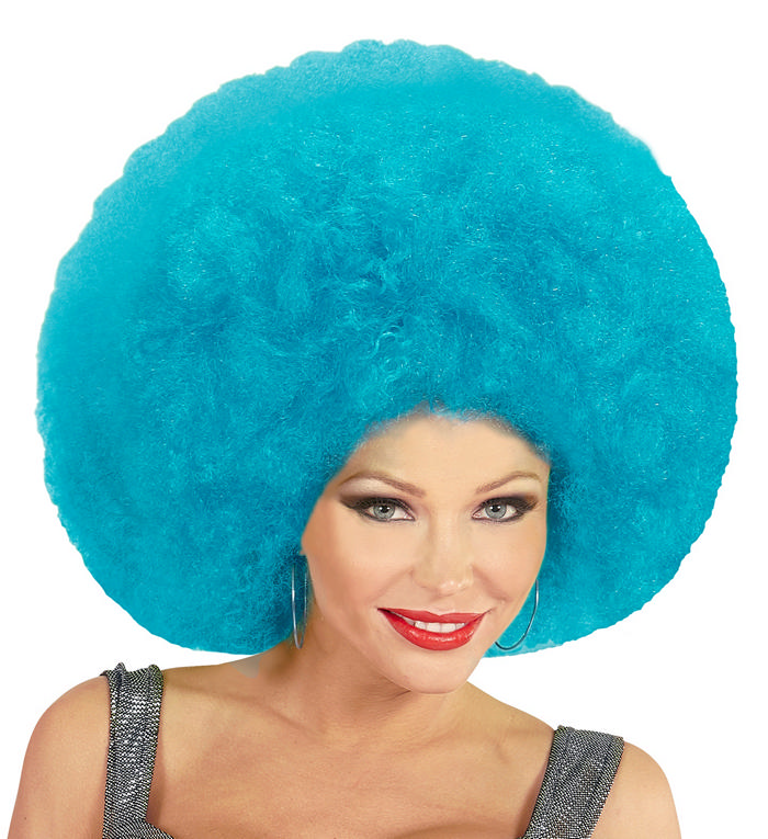 Enorm Stor Afro Blå | 70'erne Disco Paryk - Hovedtilbehør - Temashop