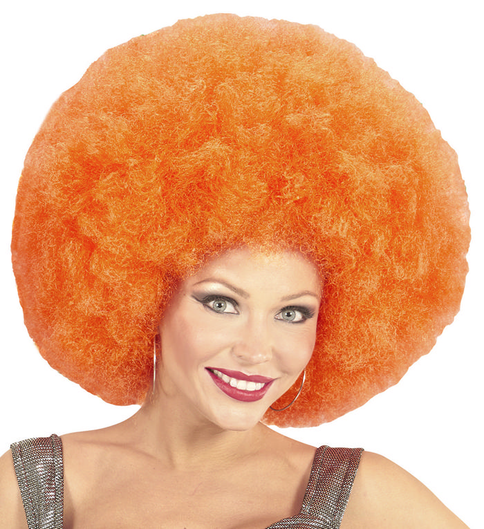 Enorm Stor Afro Orange | 70'erne Disco Paryk - Hovedtilbehør - Temashop