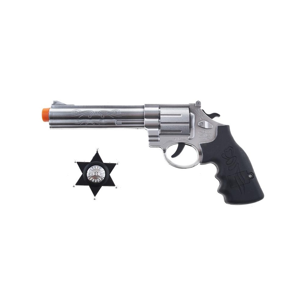 Revolver Med Sherifstjerne (25 x 12 cm & 5,5 x 6 cm) | Det vilde vesten Våben - Kropstilbehør - Temashop