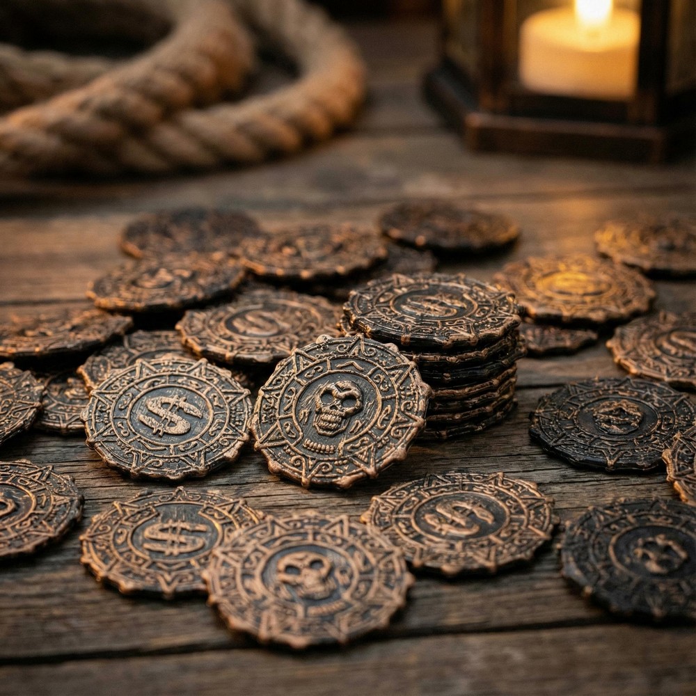 Gamle Piratmønter (4 cm) | Pirat Tilbehørskit - Kropstilbehør - Temashop