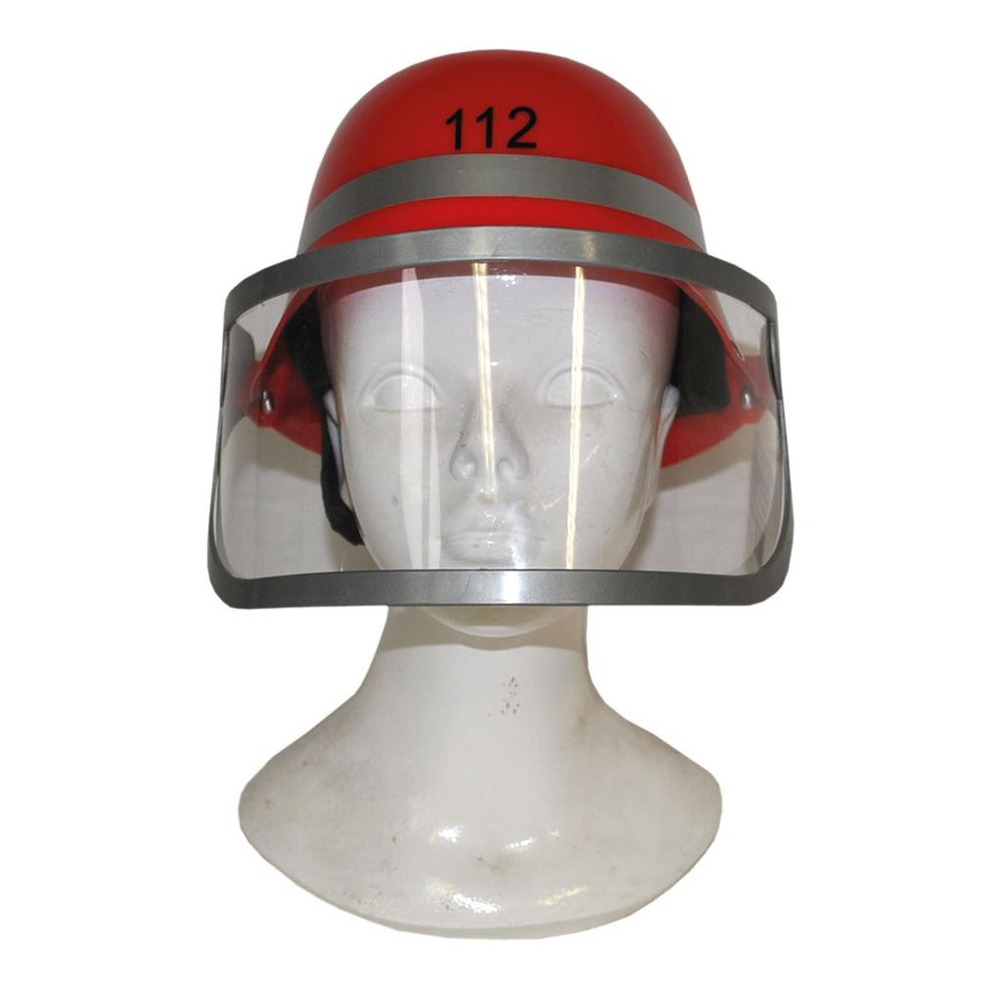 Rød Brandmandshjelm Med Visir | Brandmand Hat / Hue / Hjelm - Hovedtilbehør - Temashop