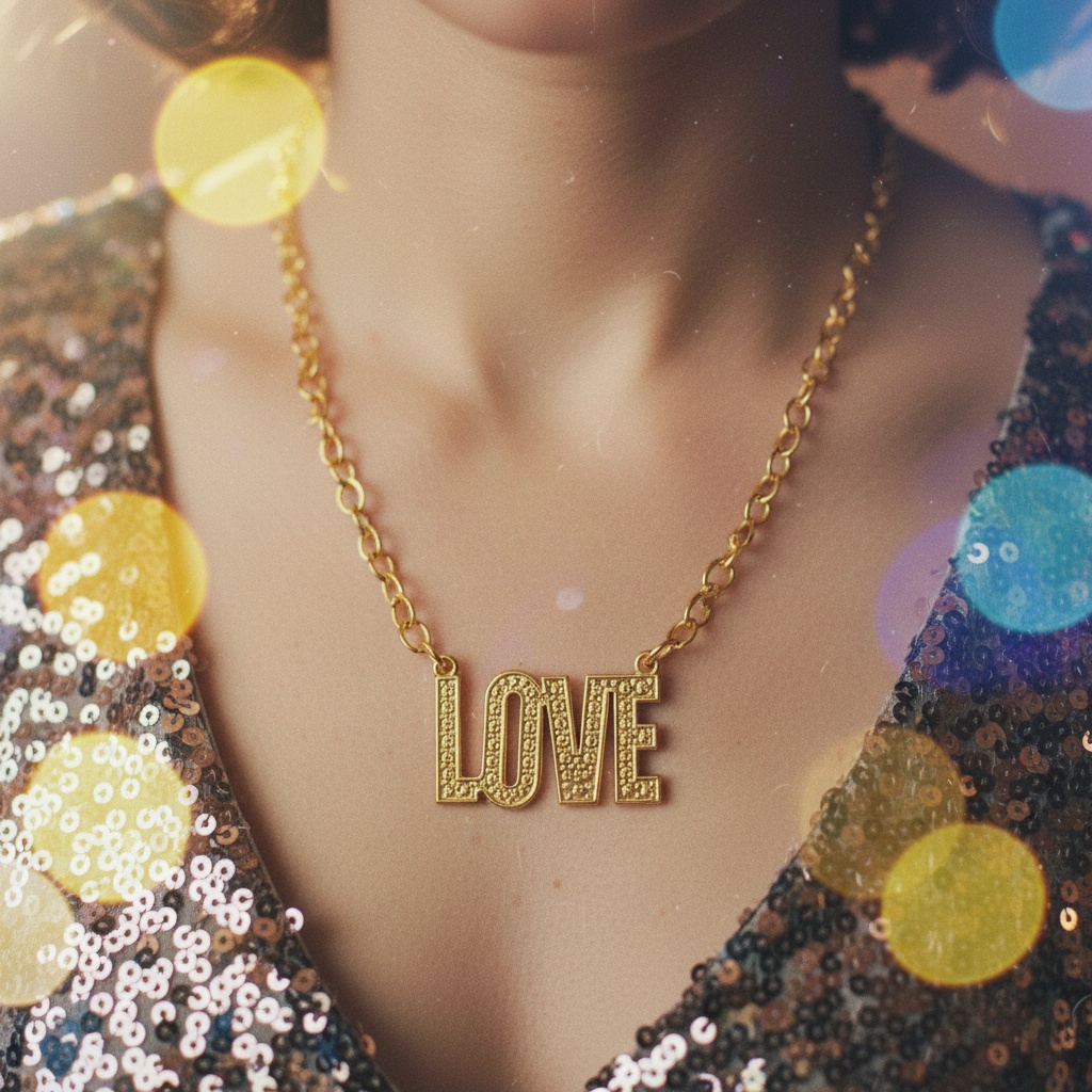 Love Halskæde Guld (66 cm) | Kærlighed Halskæder - Smykker - Temashop