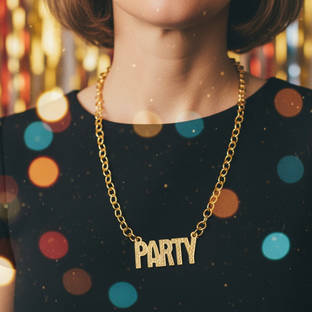 Party Halskæde Guld (50 cm) | 70'erne Disco Halskæder - Smykker - Temashop