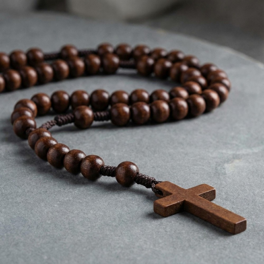 Rosenkrans Træ Halskæde (75 cm) | Nonne Halskæder - Smykker - Temashop