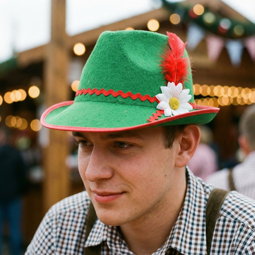 Bayersk Tyrolerhat Grøn (57 cm) | Oktoberfest Hat / Hue / Hjelm - Hovedtilbehør - Temashop