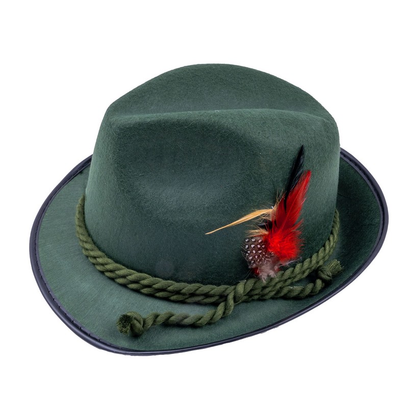 Oktoberfest Alpehat Mørkegrøn (28 x 30 x 13 cm & 60 cm) | Oktoberfest Hat / Hue / Hjelm - Hovedtilbehør - Temashop
