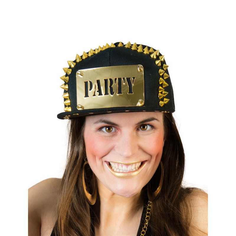 Party Pimp Kasket Sort/Guld | Pimp Hat / Hue / Hjelm - Hovedtilbehør - Temashop