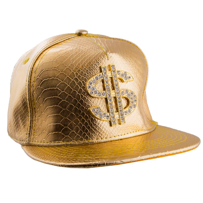 Dollar Kasket Guld (20 x 26 x 11 cm) | Penge Hat / Hue / Hjelm - Hovedtilbehør - Temashop