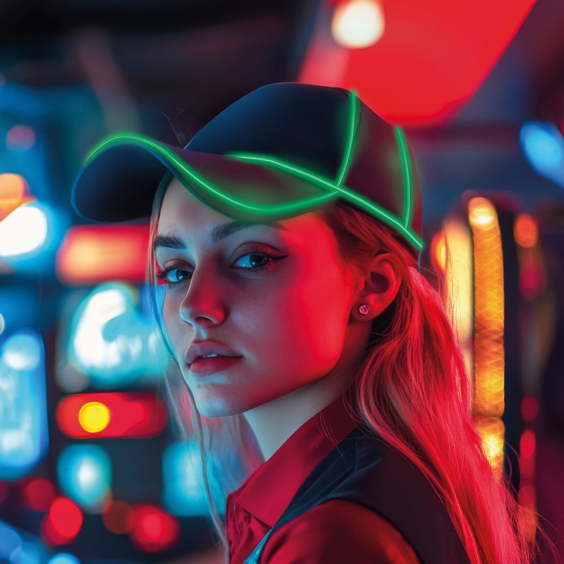 Neon LED Kasket Grøn | Grønt tema Hat / Hue / Hjelm - Hovedtilbehør - Temashop