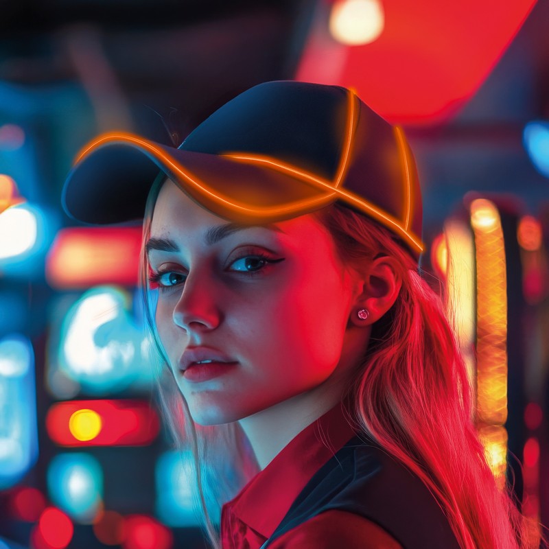 Neon LED Kasket Orange | Orange tema Hat / Hue / Hjelm - Hovedtilbehør - Temashop