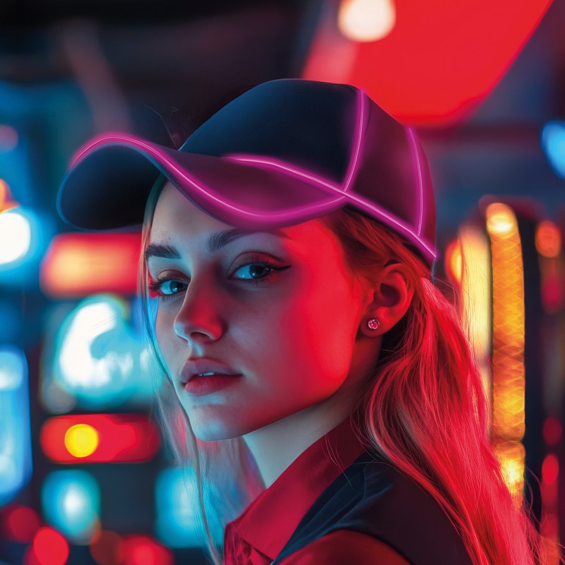 Neon LED Kasket Lilla | Lilla tema Hat / Hue / Hjelm - Hovedtilbehør - Temashop