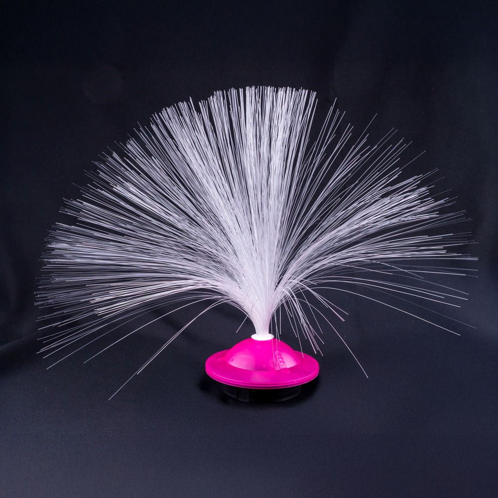 Fiberoptisk UFO-Lampe Lyserød - 1 stk (32 cm) | Rummet Lyseffekter - Temashop