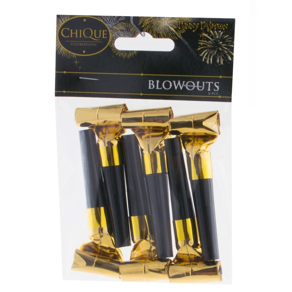Folie Ryslere Guld/Sort - 6 stk | Guld tema Ryslere / truthorn - Temashop