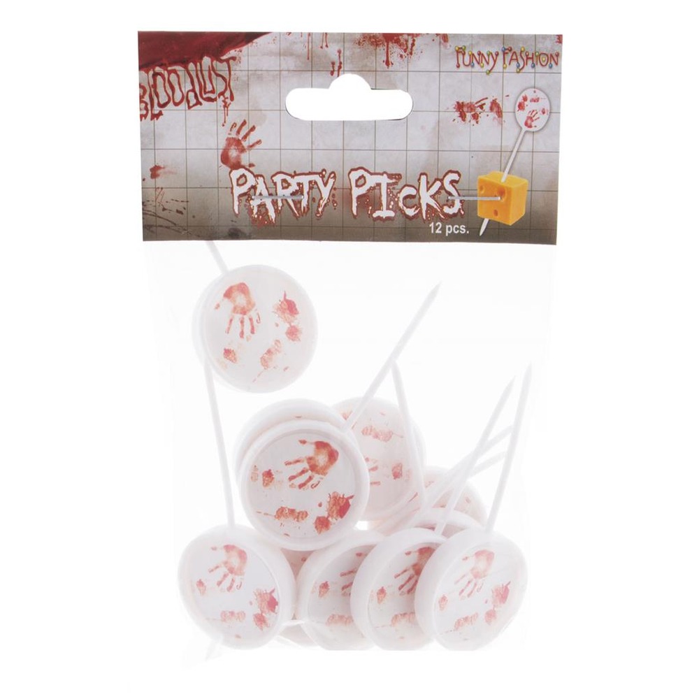 Blodige Drinkspinde - 12 stk (7,5 cm) | Blodstænk Drinkspinde - Temashop