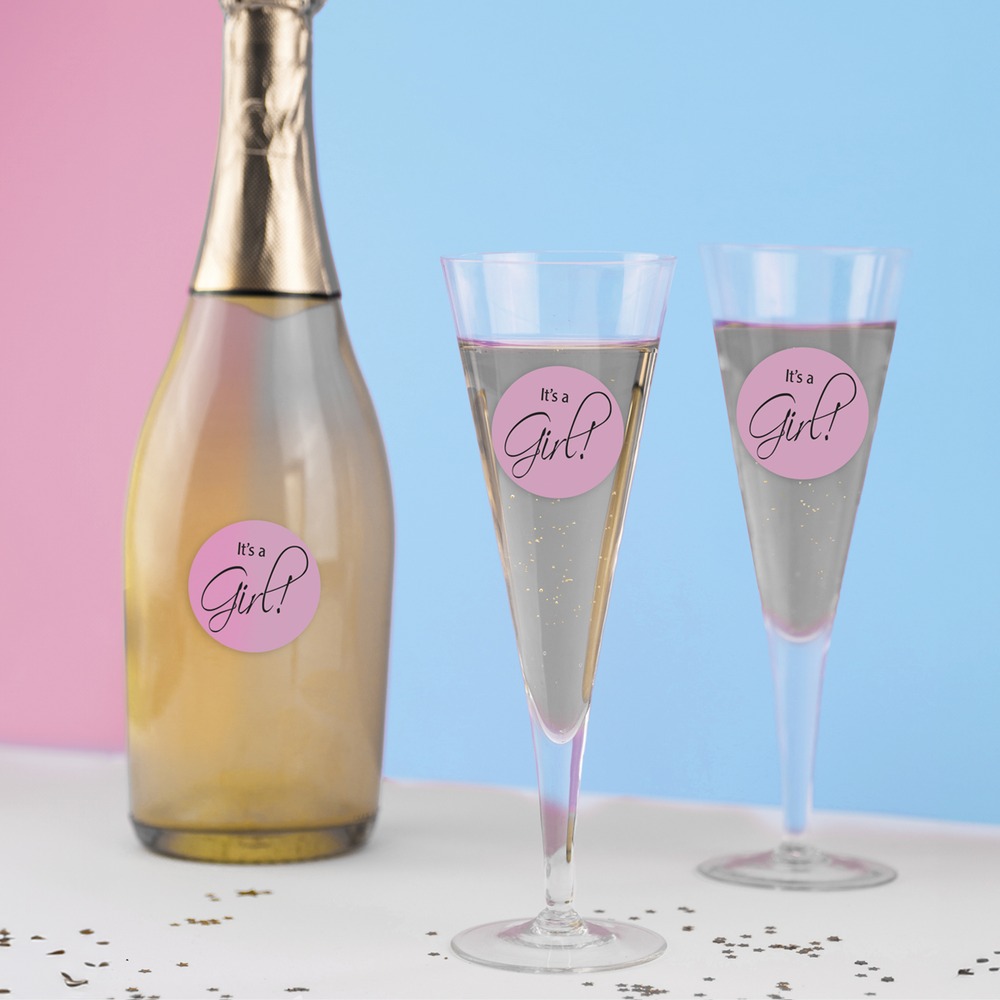 It's A Girl Klistermærker - 6 stk (4,5 cm) | Babyshower Klistermærke - Temashop