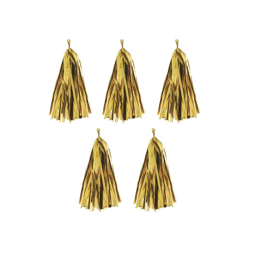 Ballonhaler Guld - 5 stk (35 cm) | Guld tema Ballontilbehør - Temashop