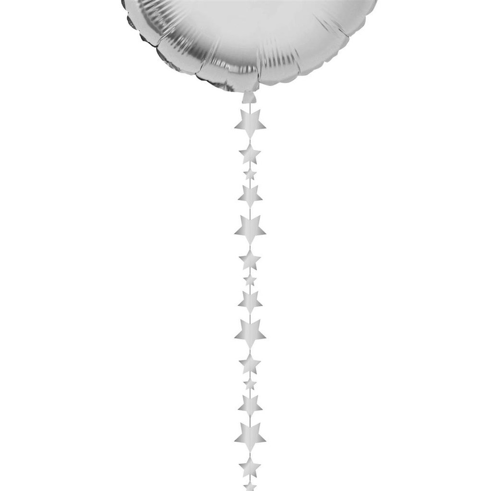 Ballonhale Stjerner Sølv - 1 stk (2 m) | Sølv tema Ballontilbehør - Temashop
