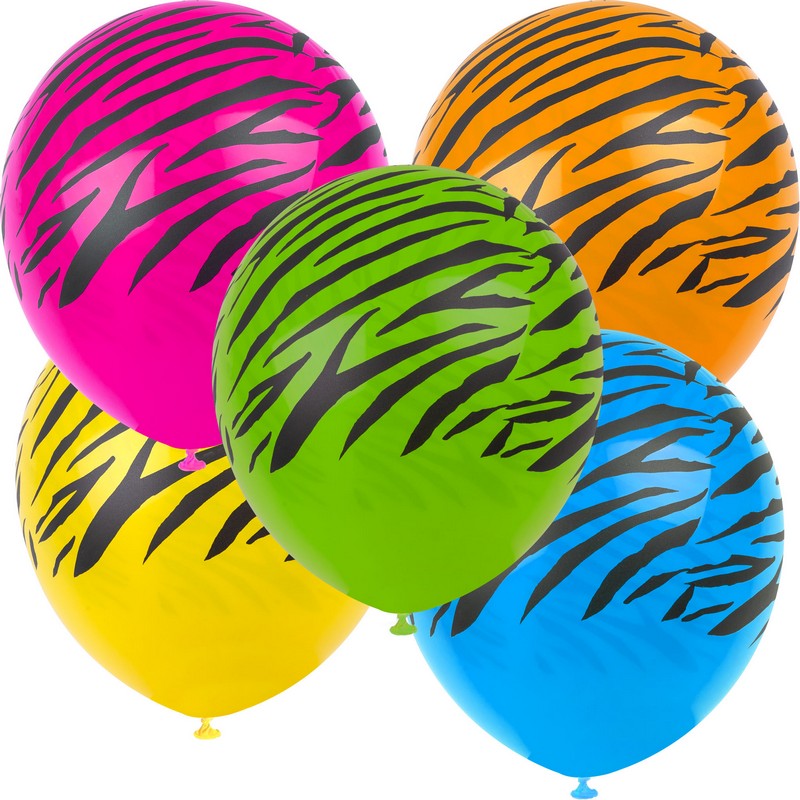 Zebra Latexballoner Neonmix - 12 stk (30 cm) | Zebra Latexballoner - Temashop