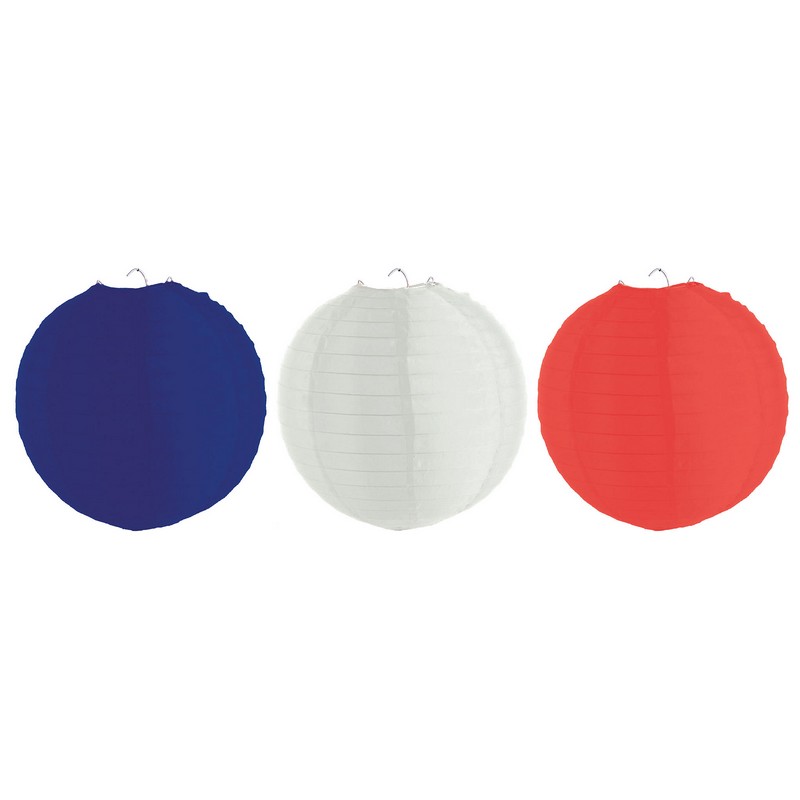 Frankrig Lanterner Blå/Hvid/Rød - 3 stk (30 cm) | Frankrig Lanterner - Temashop