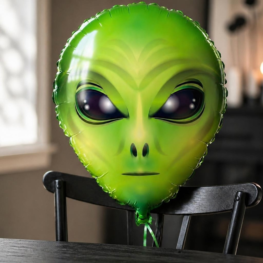 Alien Hoved Folieballon Grøn