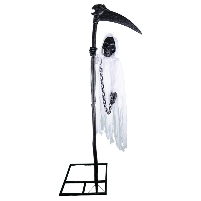 Bevægende Grim Reaper Med Lyd & Lys Hvid