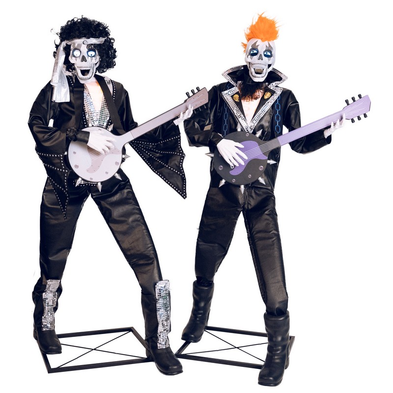 Bevægende Punk Skeletduo Med Lyd & Lys