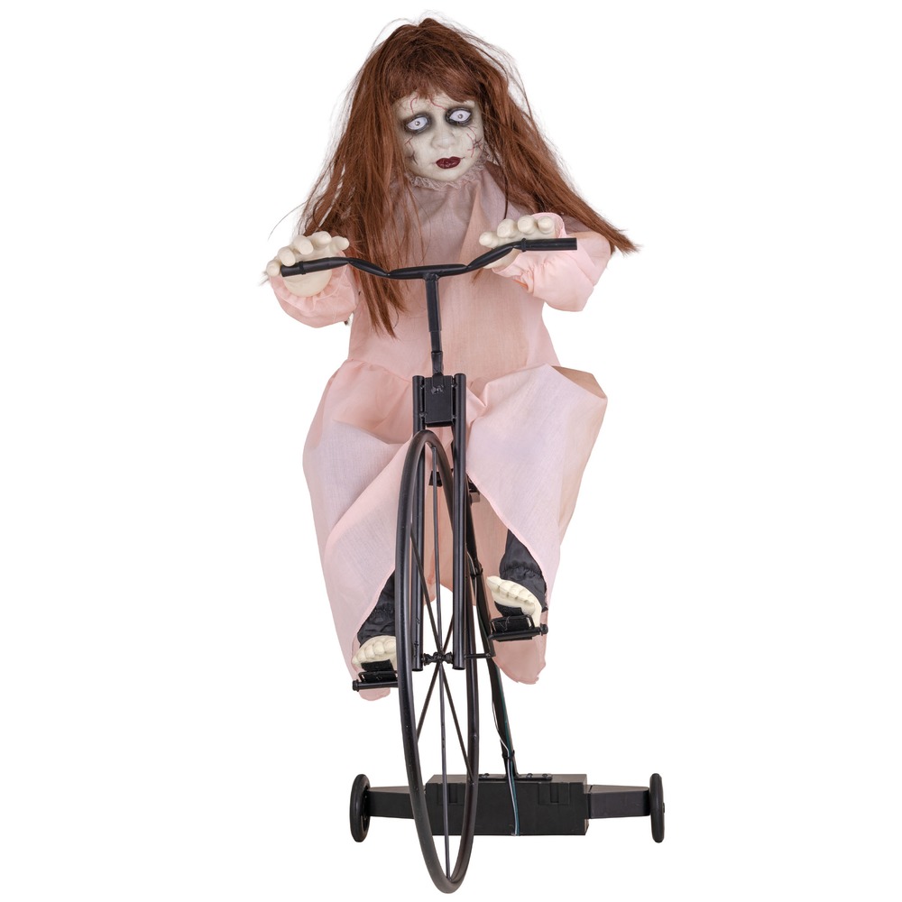 Bevægende Cindy På Cykel Med Lyd