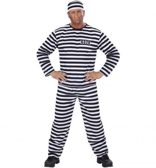 Fangedragt Sort/Hvid Kostume