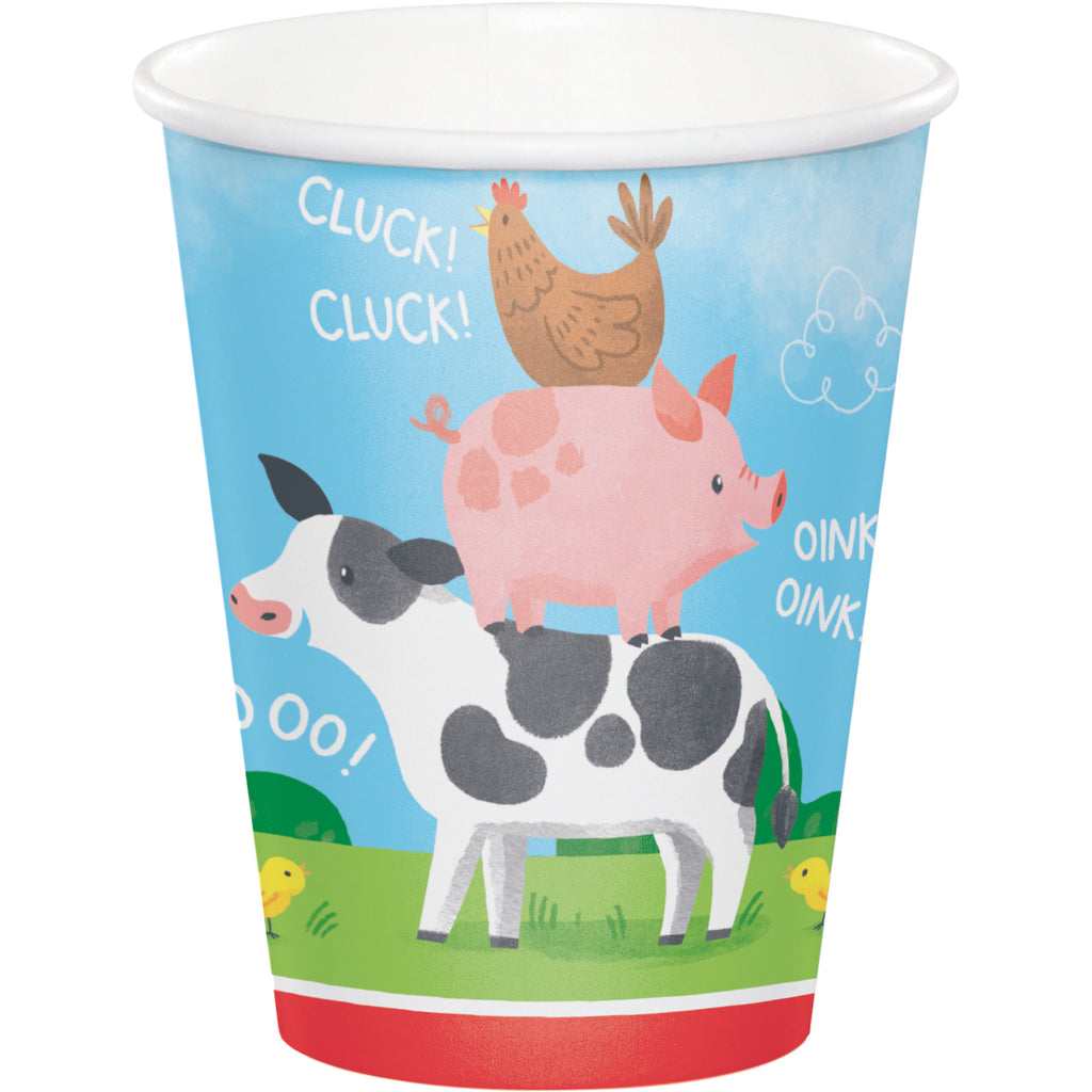 Farm Party Papkrus - 8 stk (256 ml) | Gård tema Krus - Temashop