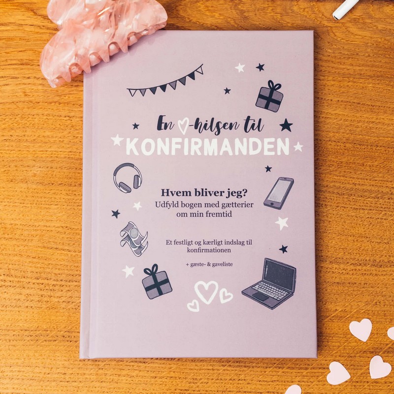 En Hilsen Til Konfirmanden Støvet Lilla - 1 stk (14,8 x 21 cm) | Konfirmation Gæstebøger - Temashop