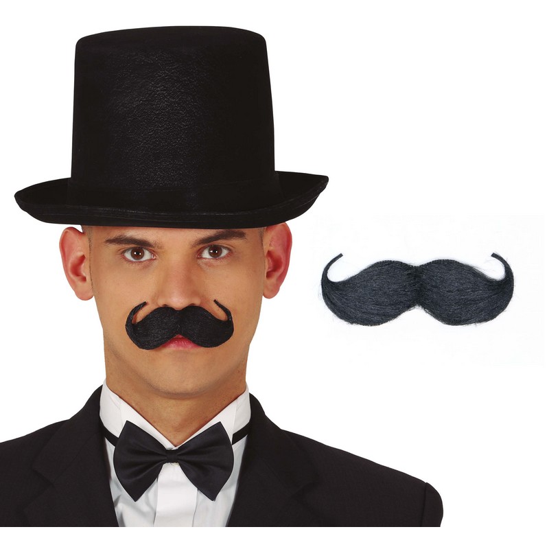 Engelsk Gentleman Overskæg Sort | Gentleman Skæg - Hovedtilbehør - Temashop
