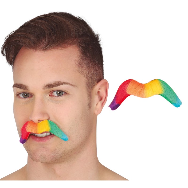 Pride Moustache Regnbue | Pride Skæg - Hovedtilbehør - Temashop