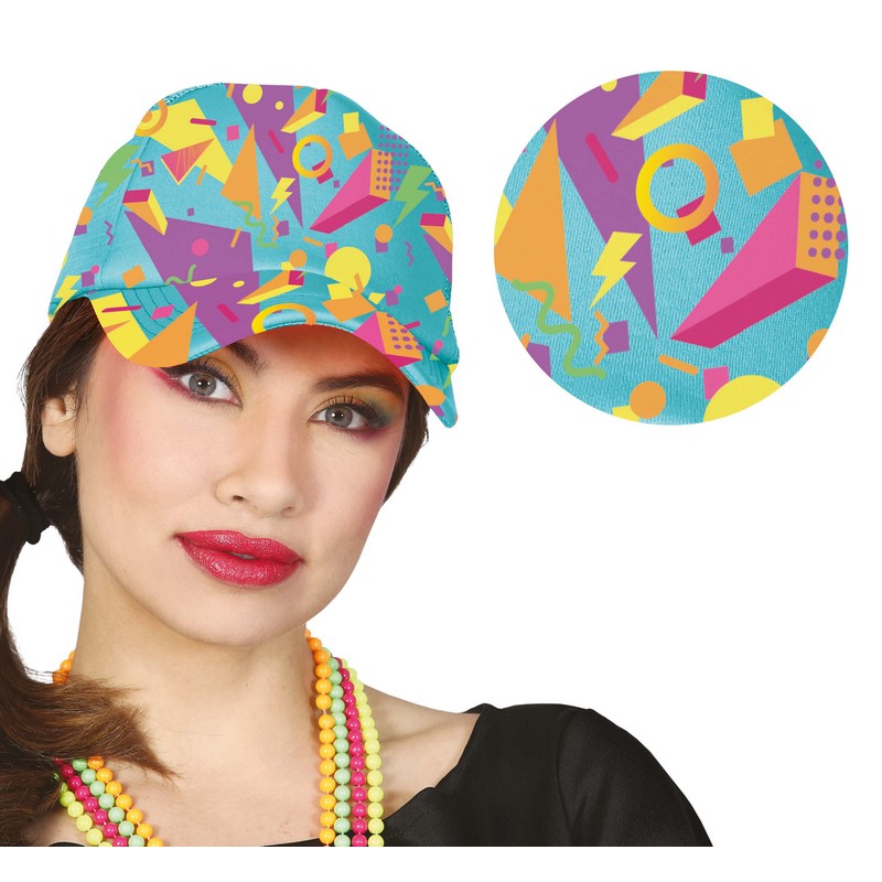 80'er Geometri Kasket Lyseblå