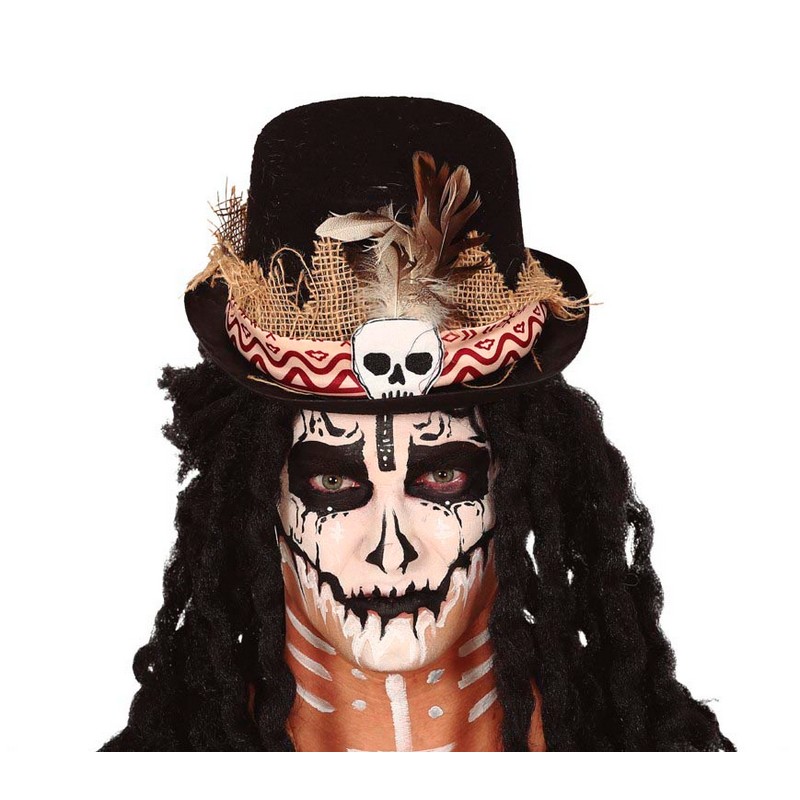 Voodoo Doktor Tophat Sort | Voodoo Hat / Hue / Hjelm - Hovedtilbehør - Temashop