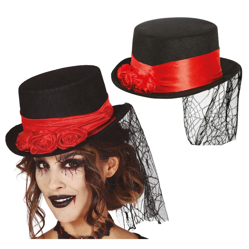 Vampyrinde Tophat | Vampyr Hat / Hue / Hjelm - Hovedtilbehør - Temashop