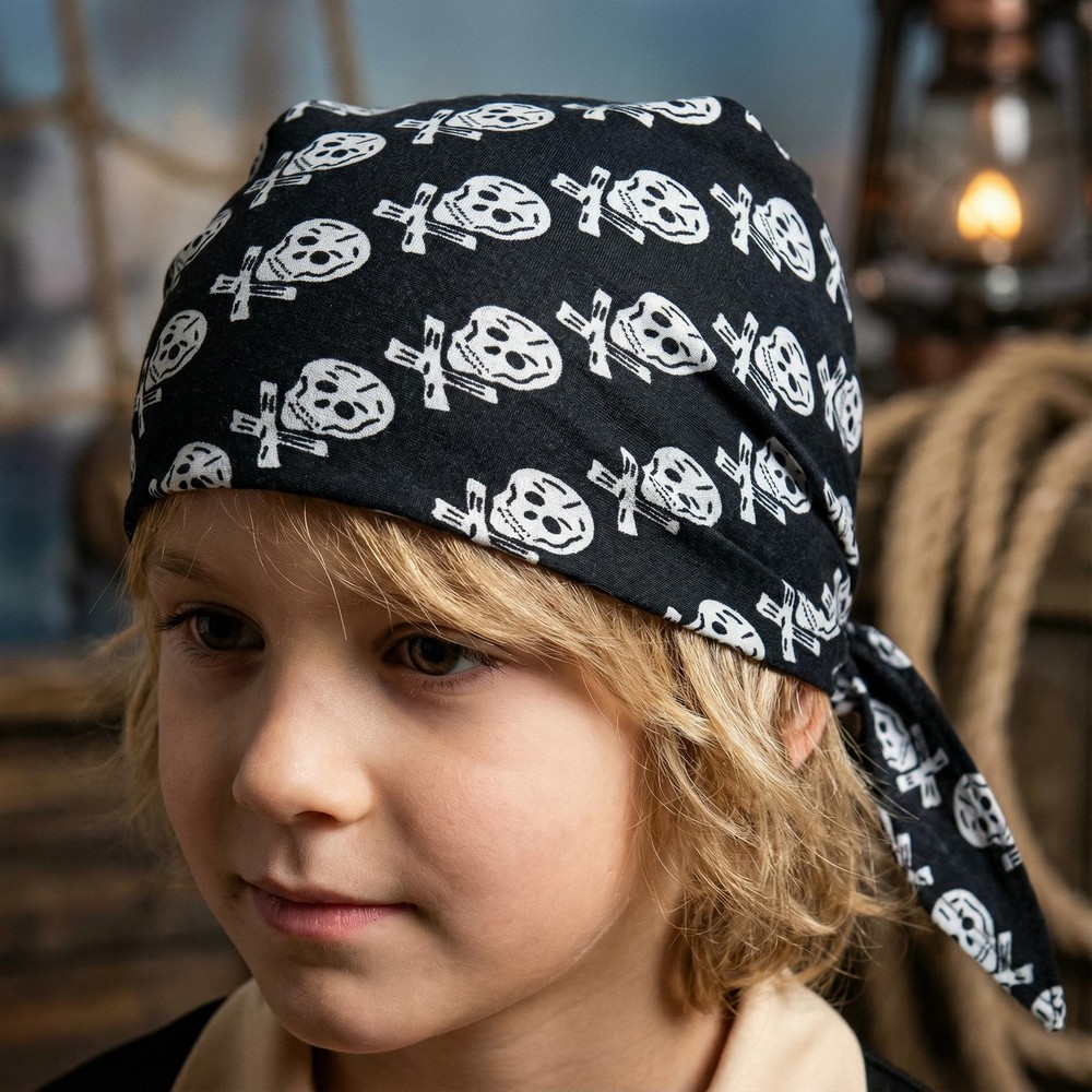 Pirat Børnebandana Sort | Pirat Tørklæde - Beklædning - Temashop