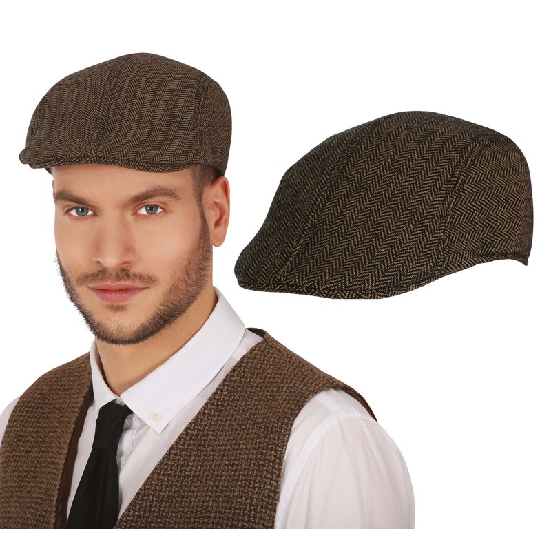 Peaky Blinders Sixpence Brun | Peaky Blinders Hat / Hue / Hjelm - Hovedtilbehør - Temashop